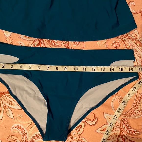 Beachsissi Tankini set in a Soft Green Colour Criss Cross Back Cut Out Bottoms - Picture 14 of 15